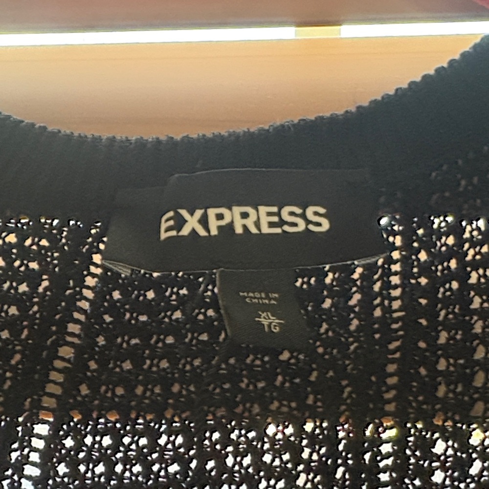 Express Black Ruffle-Trim Cardigan - Picture 2 of 7